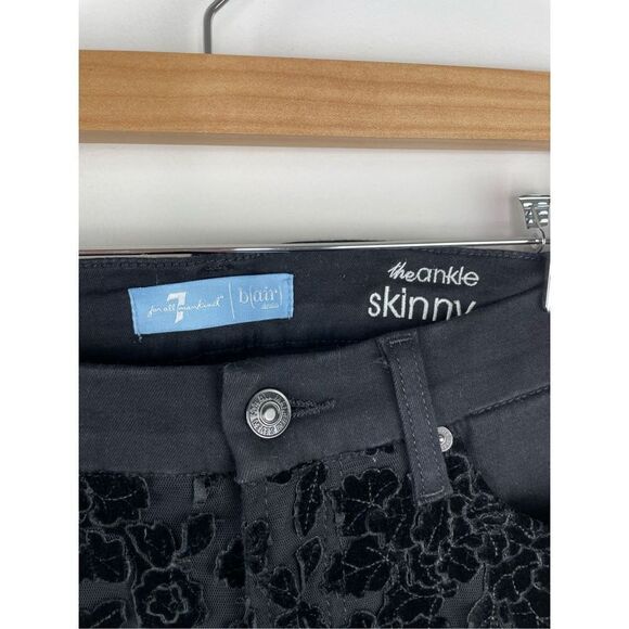 7 for All Mankind Mid-Rise Embellished Floral Ankle Skinny Jeans Size 28 - Picture 4 of 13